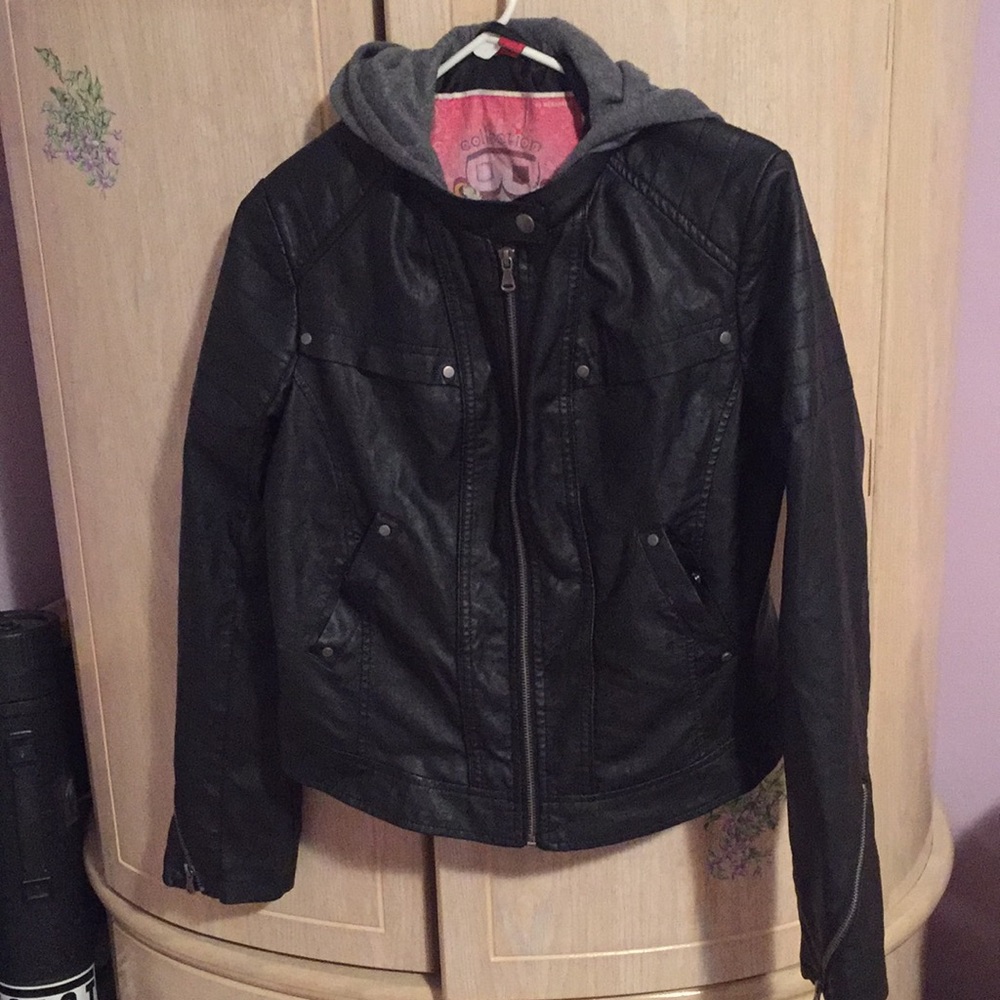 Bernardo Col. B - Pleather Jacket with Hood